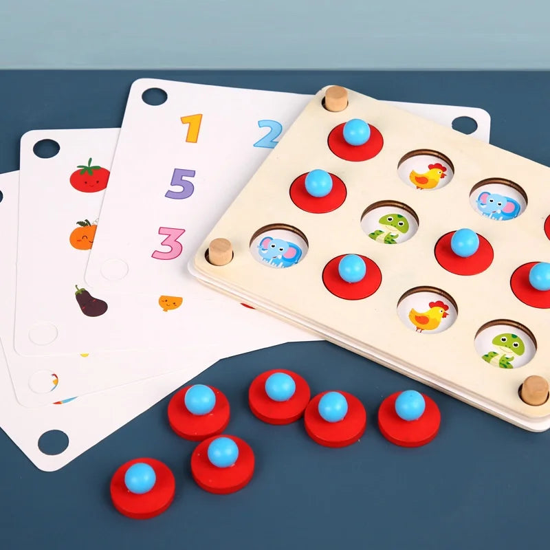 Wooden Fruit & Animal Memory Game