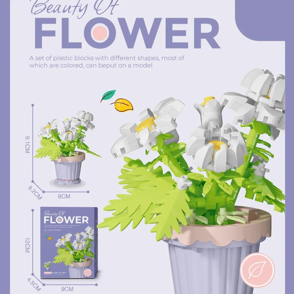 Micro Brick Peony Flower with Dust Cover – view 27