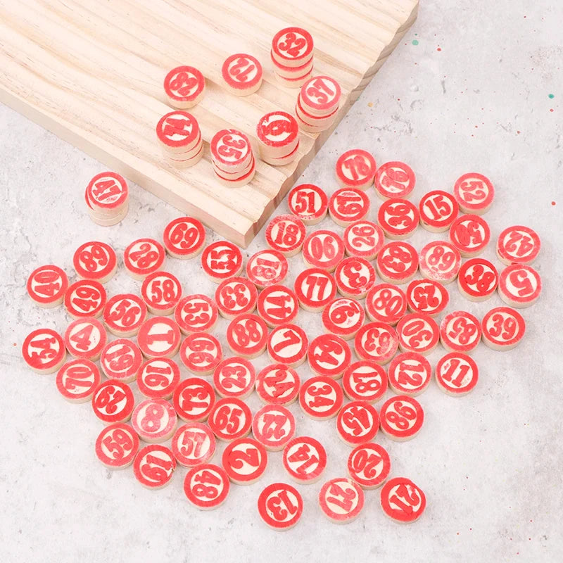 90PCS Wooden Bingo Number Plates