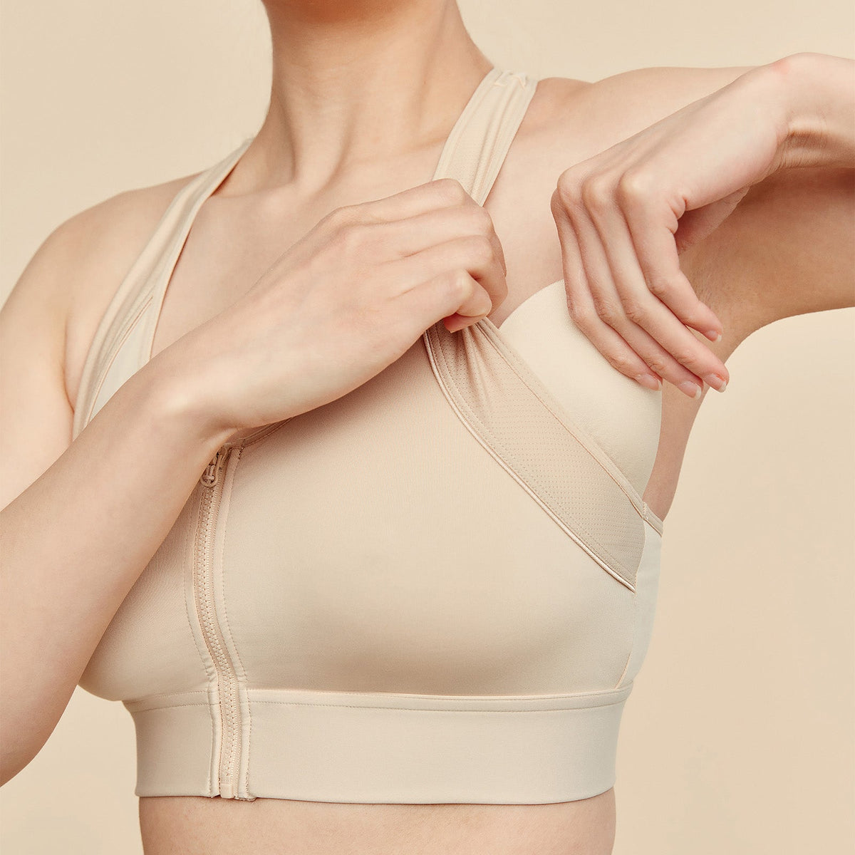 Hero Front-Closure Sports Bra in Buff – view 6