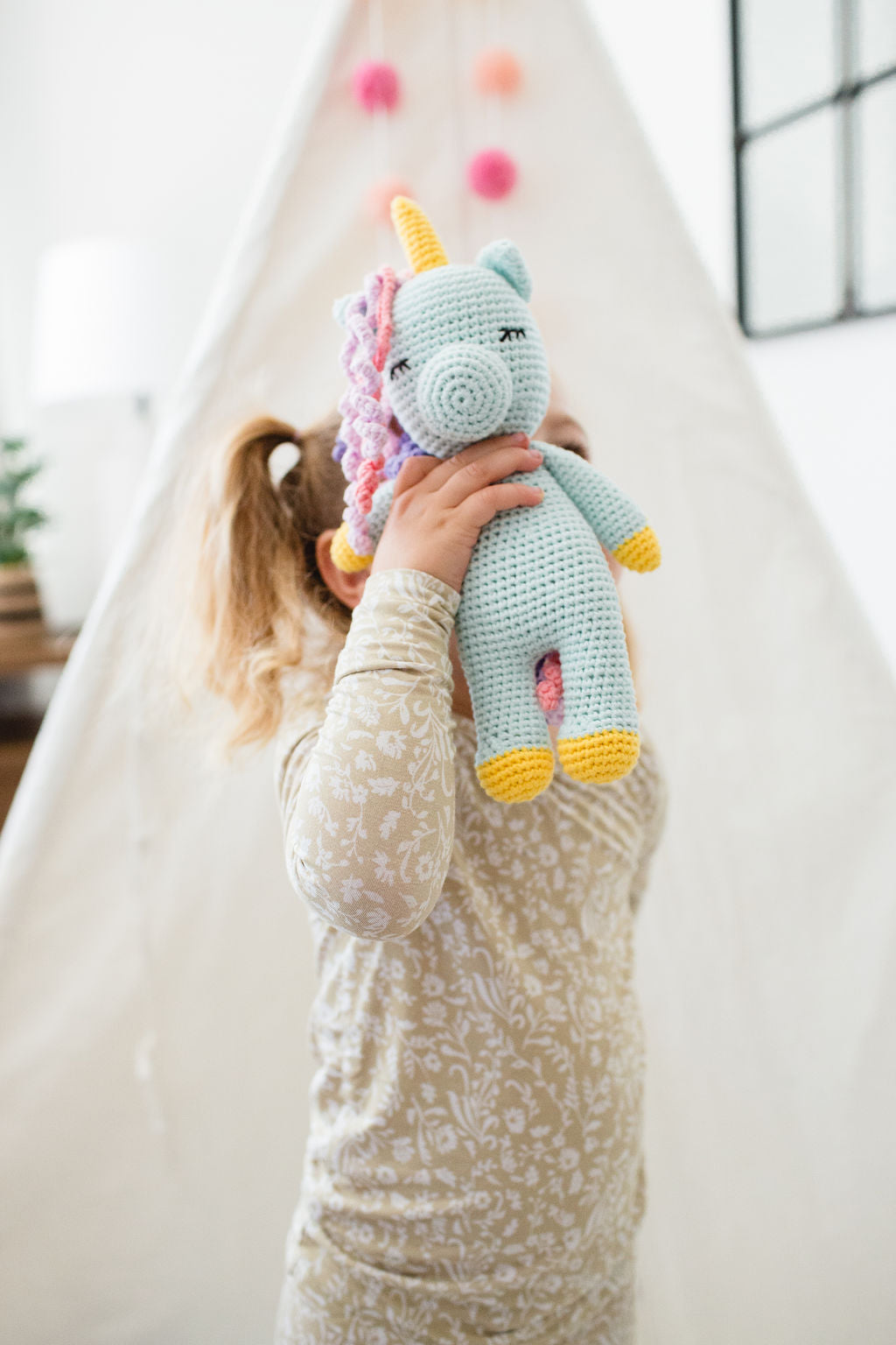 Luna the Unicorn Plush Toy with Sleeping Bag